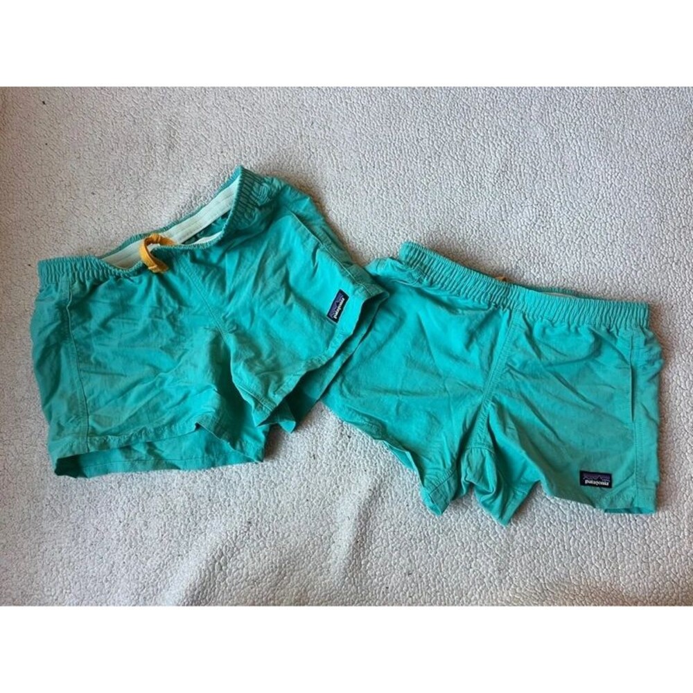 2 Patagonia Teal Baggie Elastic Waist Shorts Girls Large